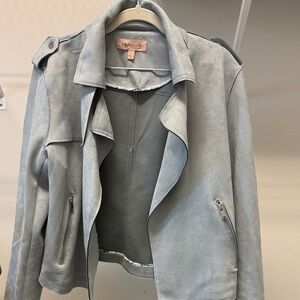 Philosophy Sky Blue grey faux Leather Jacket